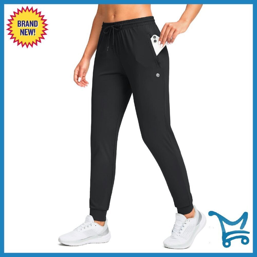 Women's Joggers with Zipper Pockets, Tapered Sweatpants for Running & Lounge